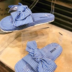 Blue and white striped Slydes Flip flops size 38